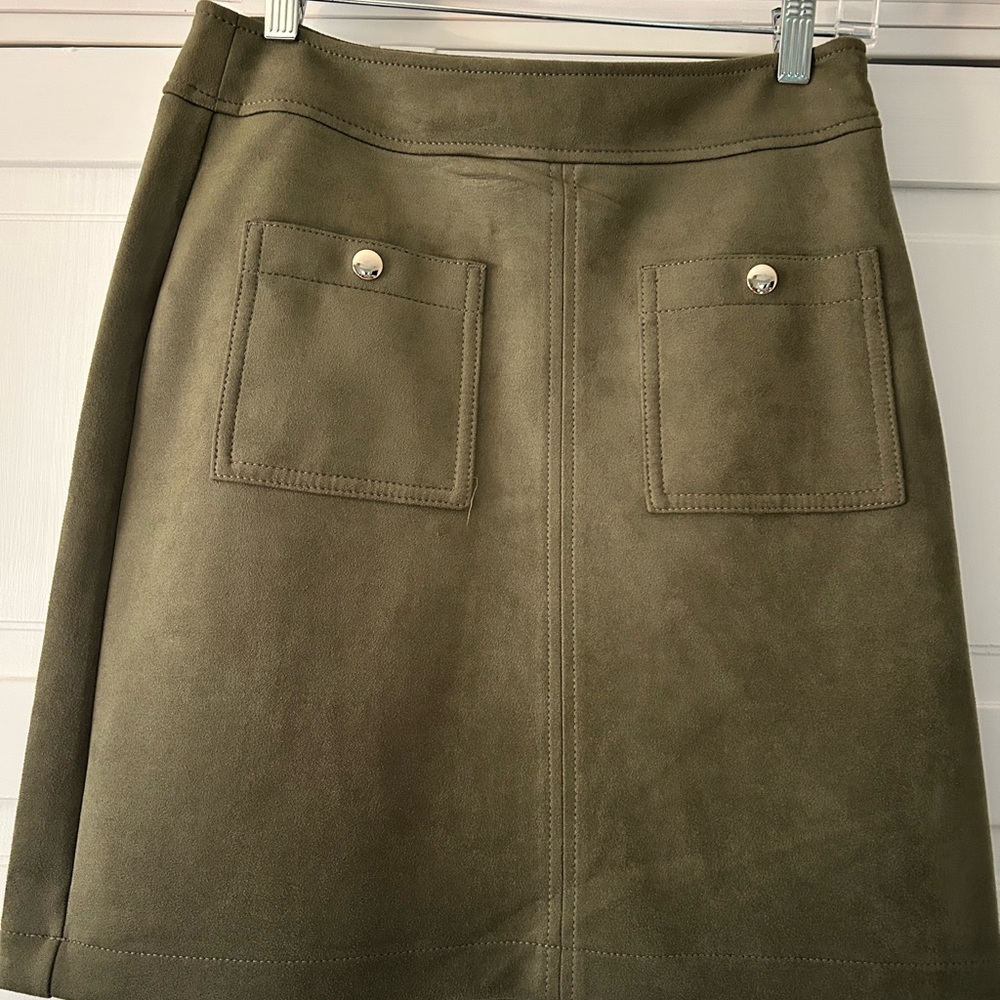 LOFT Olive Green Mini Skirt with Front Patch Pockets
